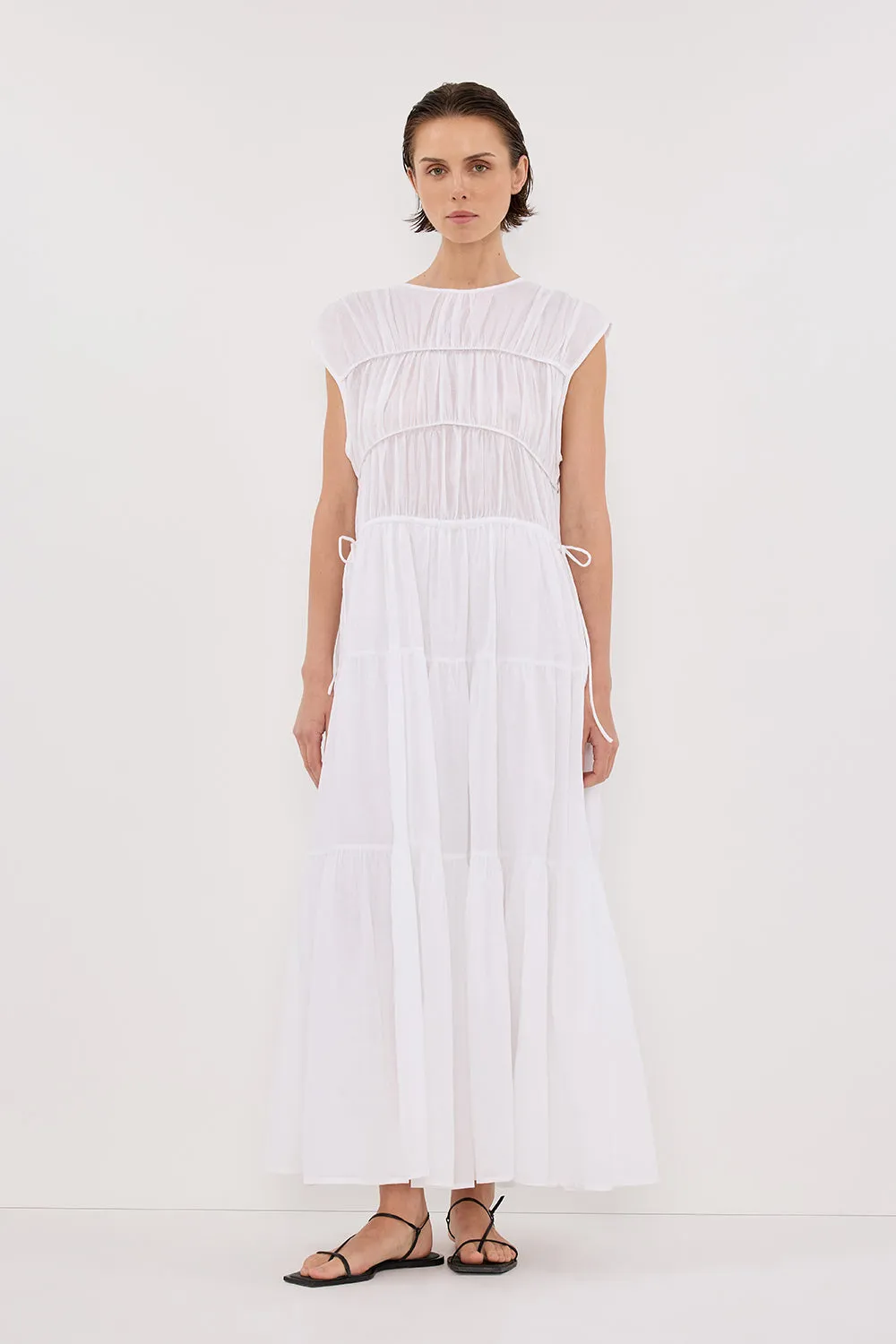 FLYNN WHITE LINEN BLEND MIDI DRESS sold by Dissh product image thumbnail 2