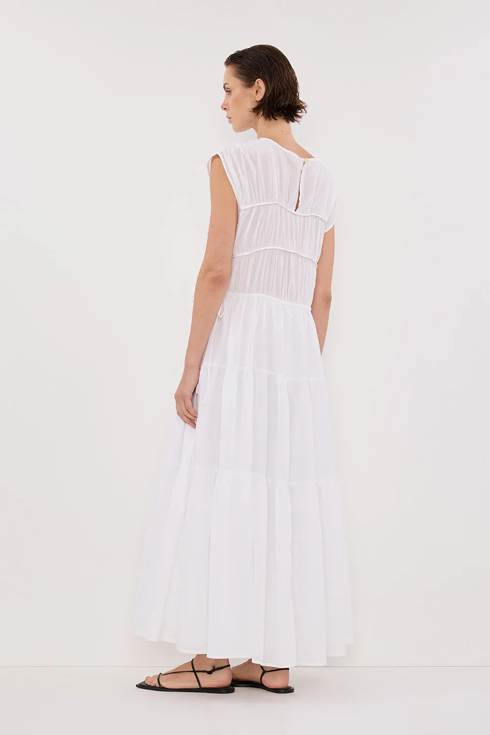 FLYNN WHITE LINEN BLEND MIDI DRESS sold by Dissh product image thumbnail 5