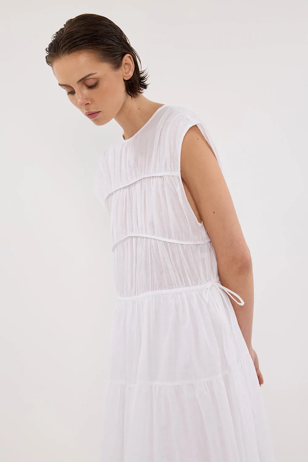 FLYNN WHITE LINEN BLEND MIDI DRESS sold by Dissh product image thumbnail 3