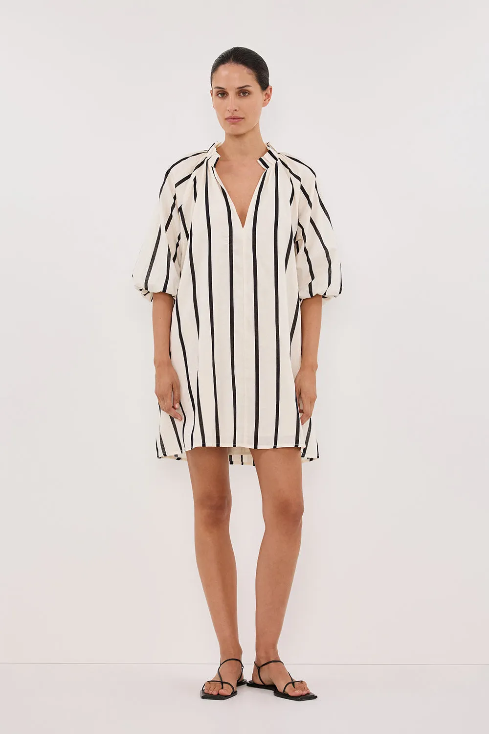 ELLIOT CREAM STRIPE SMOCK DRESS sold by Dissh