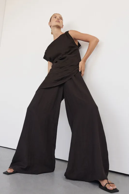 SHYLA BITTER CHOC WIDE LEG PANT sold by Dissh