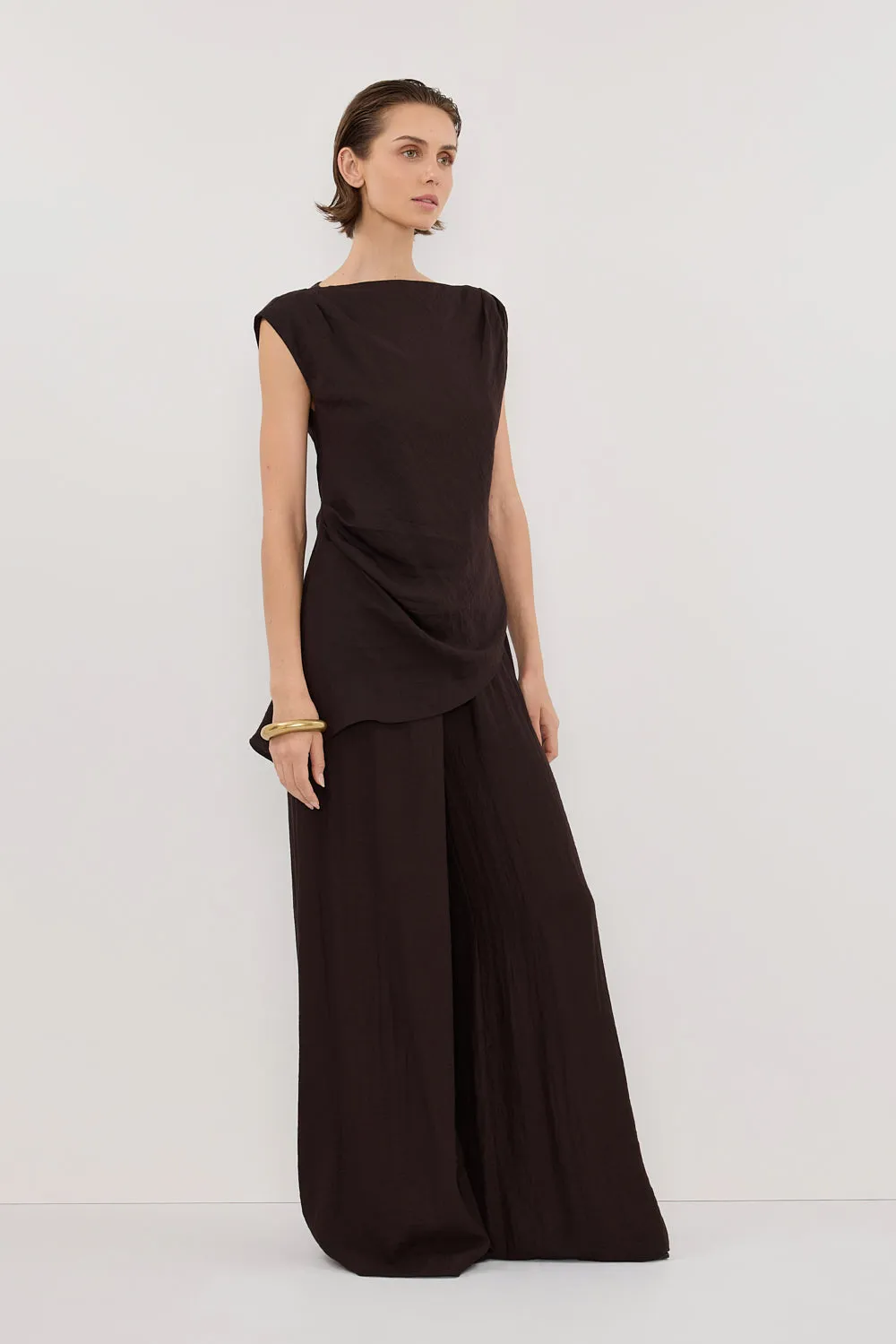 SHYLA BITTER CHOC WIDE LEG PANT sold by Dissh product image thumbnail 4