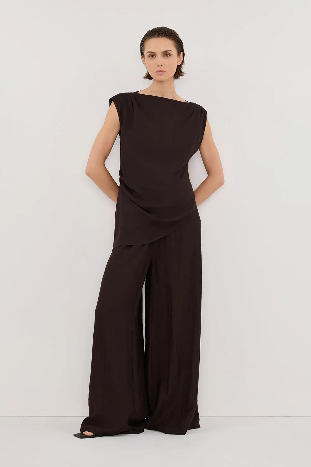 SHYLA BITTER CHOC ASYMMETRICAL TOP sold by Dissh product image thumbnail 2