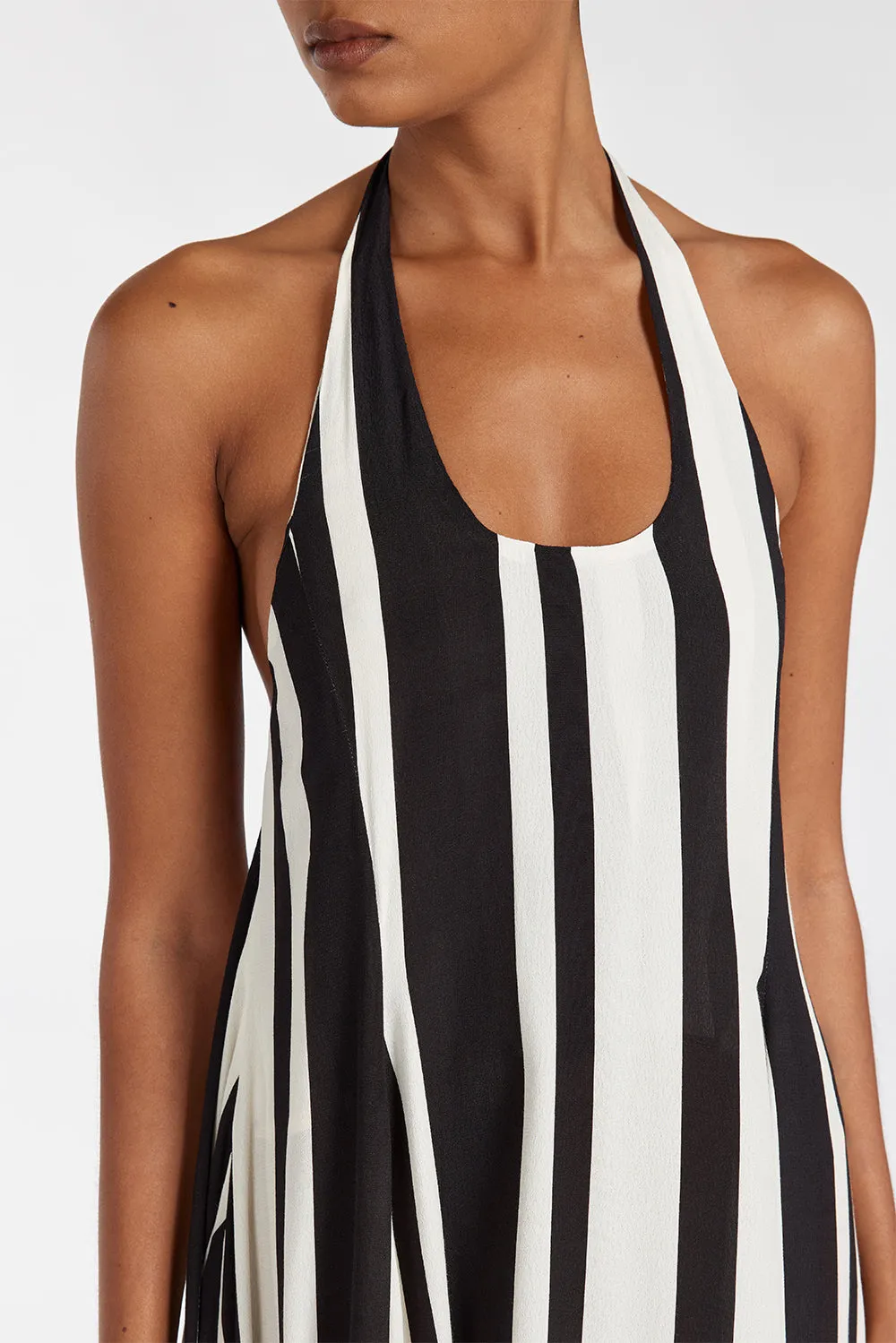 BEAU BLACK STRIPE HALTER MIDI DRESS sold by Dissh product image thumbnail 5