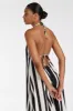 BEAU BLACK STRIPE HALTER MIDI DRESS sold by Dissh
