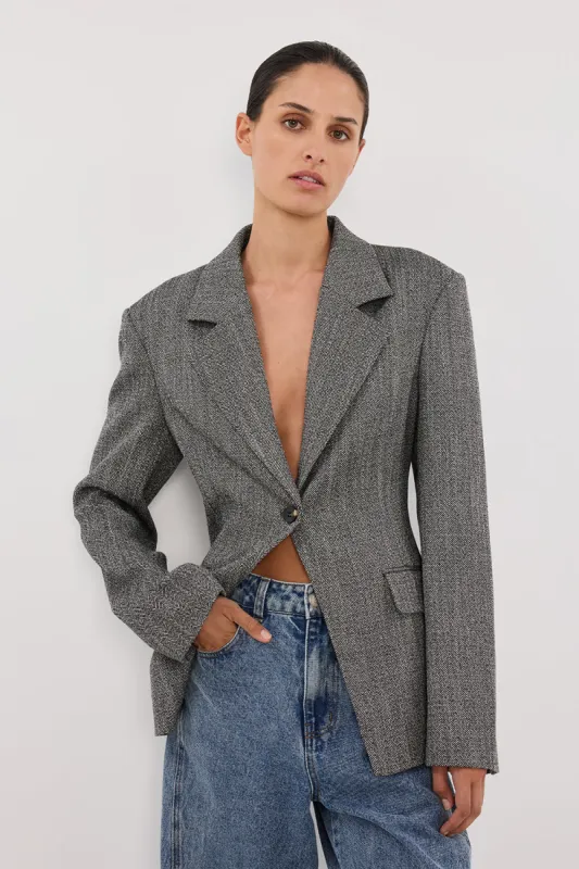 MERRITT CHARCOAL CINCHED BLAZER sold by Dissh