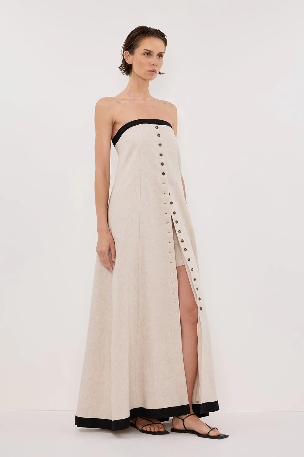 EBONY NATURAL STRAPLESS MIDI DRESS sold by Dissh product image thumbnail 4