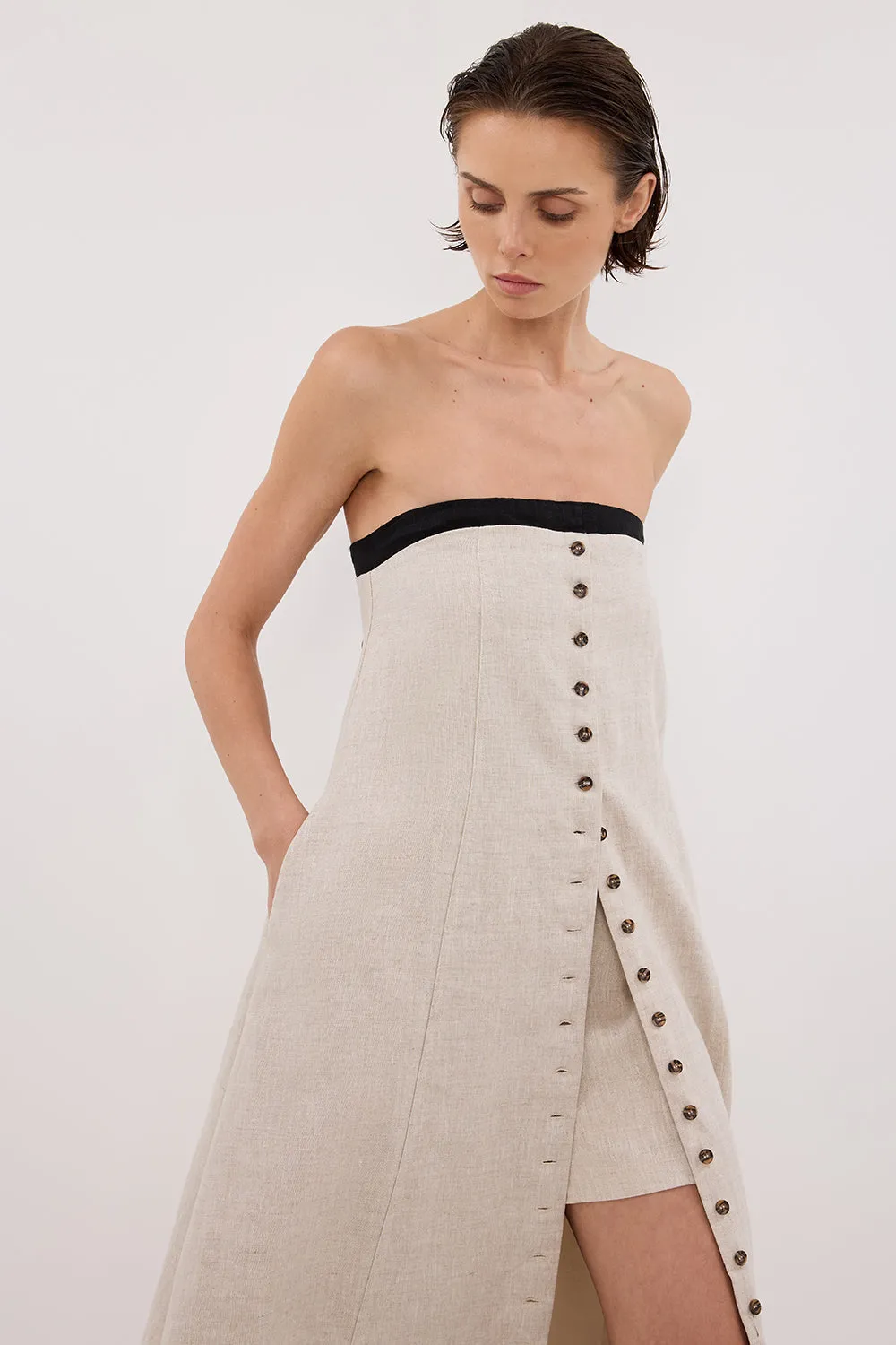 EBONY NATURAL STRAPLESS MIDI DRESS sold by Dissh product image thumbnail 3