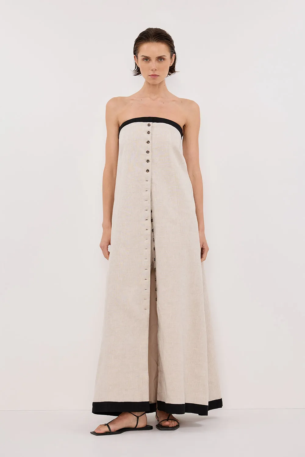 EBONY NATURAL STRAPLESS MIDI DRESS sold by Dissh product image thumbnail 2