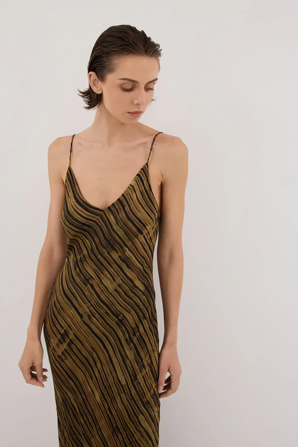 FLEUR DARK CHOCOLATE SLIP MIDI DRESS sold by Dissh product image thumbnail 2