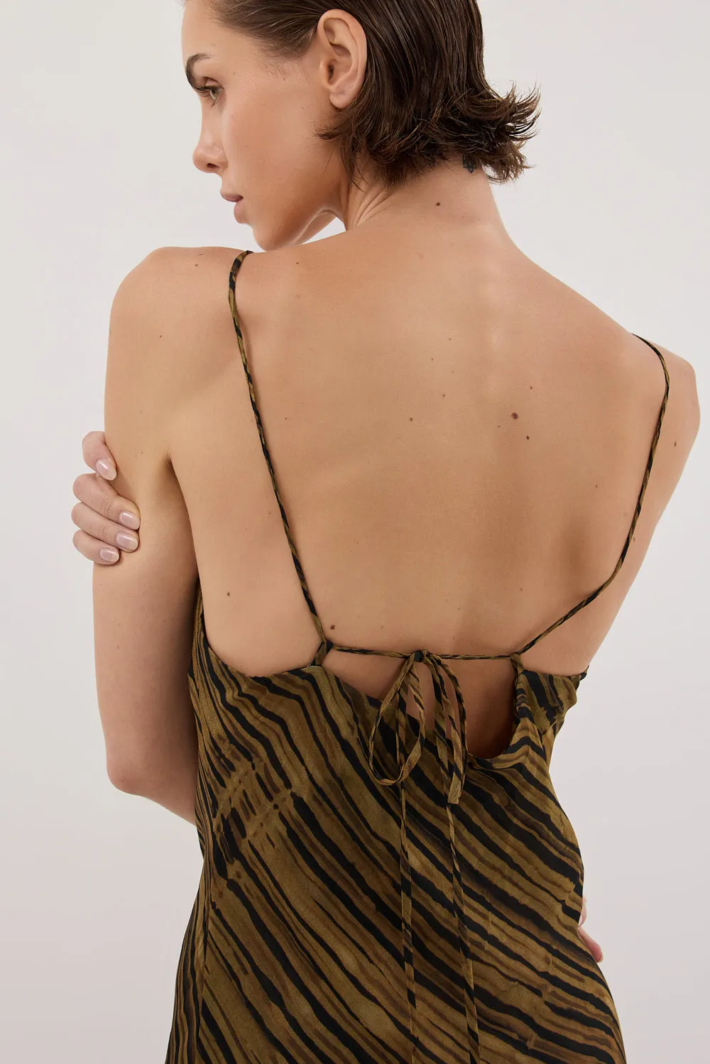 FLEUR DARK CHOCOLATE SLIP MIDI DRESS sold by Dissh product image thumbnail 5