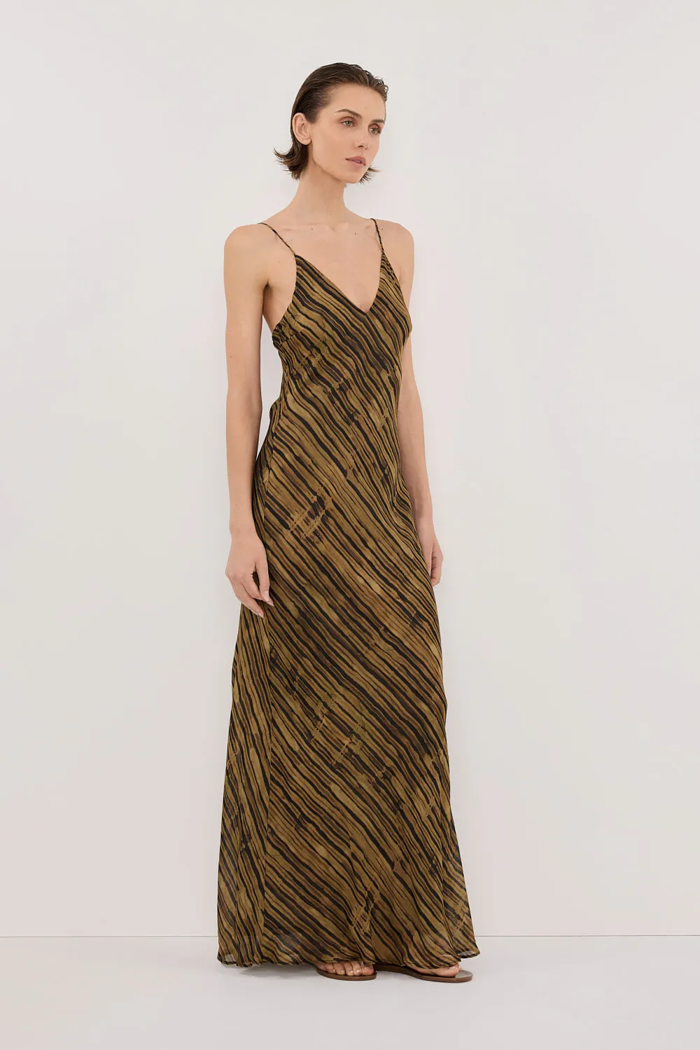FLEUR DARK CHOCOLATE SLIP MIDI DRESS sold by Dissh product image thumbnail 3