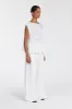 FLYNN WHITE LINEN BLEND TIERED TOP sold by Dissh