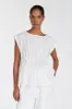 FLYNN WHITE LINEN BLEND TIERED TOP sold by Dissh