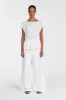 FLYNN WHITE LINEN BLEND TIERED TOP sold by Dissh