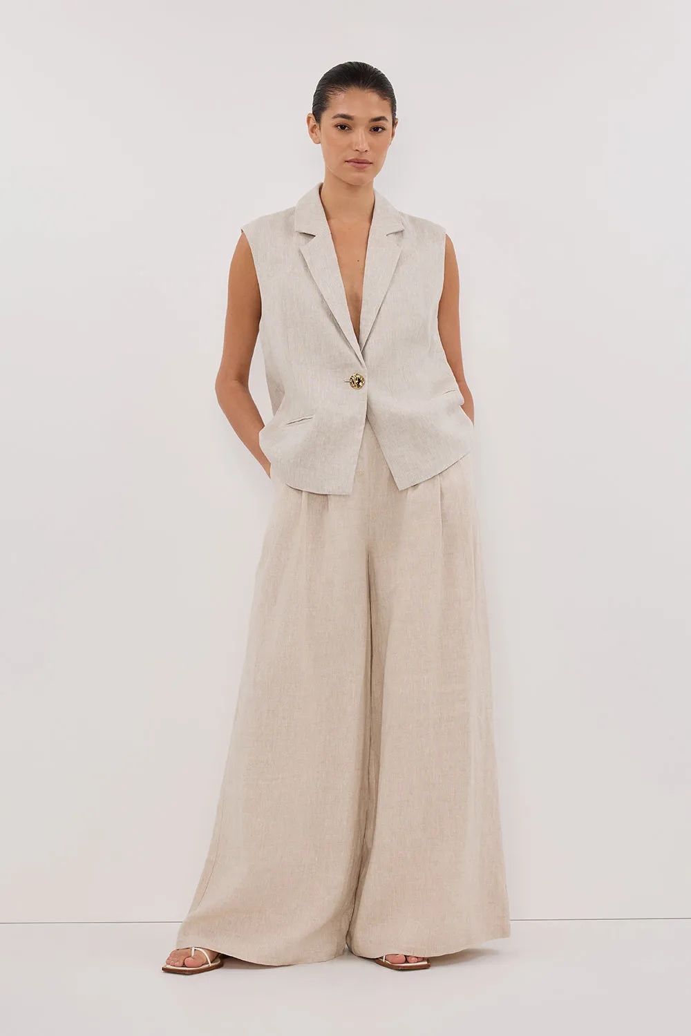 SELAH NATURAL LINEN SLEEVELESS VEST sold by Dissh product image thumbnail 2