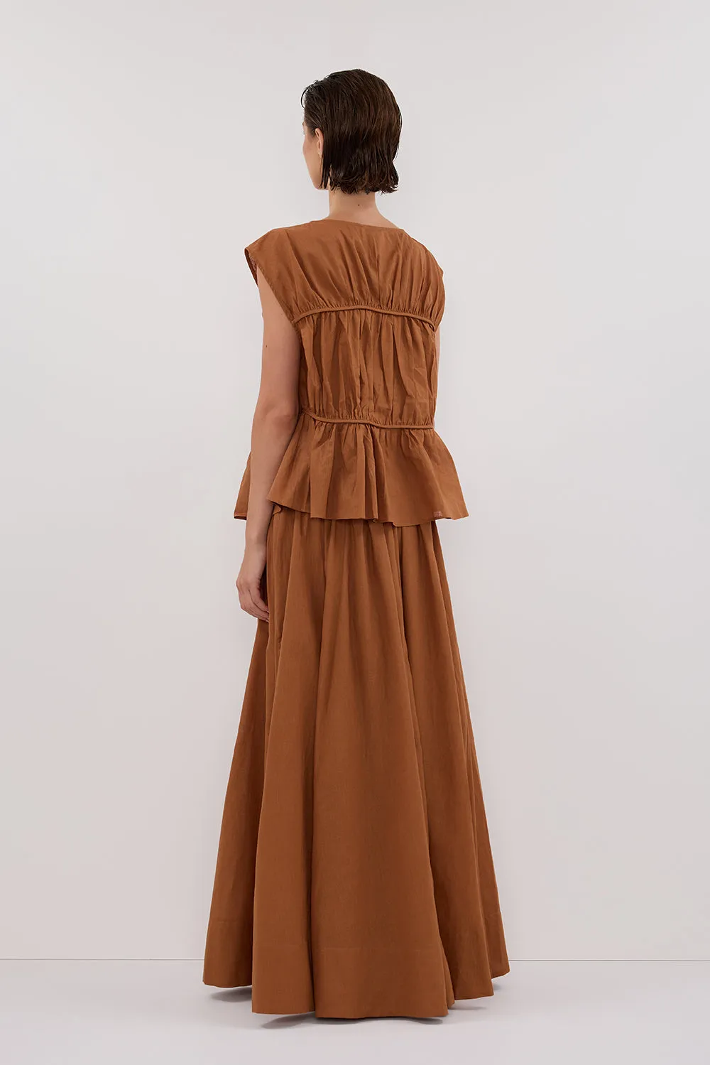 FLYNN RUST LINEN BLEND TIERED TOP sold by Dissh product image thumbnail 4