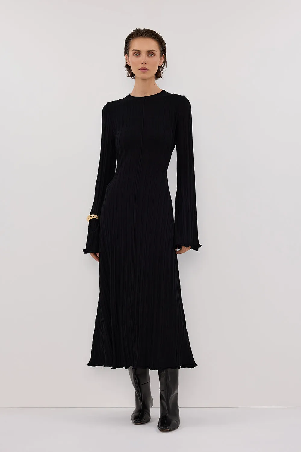 SYLVIA BLACK KNIT MIDI DRESS sold by Dissh product image thumbnail 2