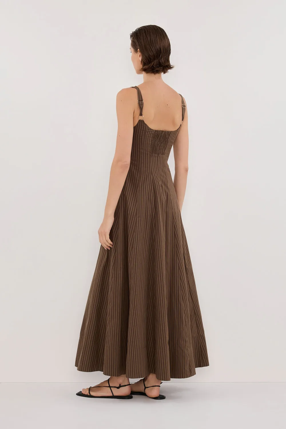 RILEY CHOCOLATE STRIPE MIDI DRESS sold by Dissh product image thumbnail 4