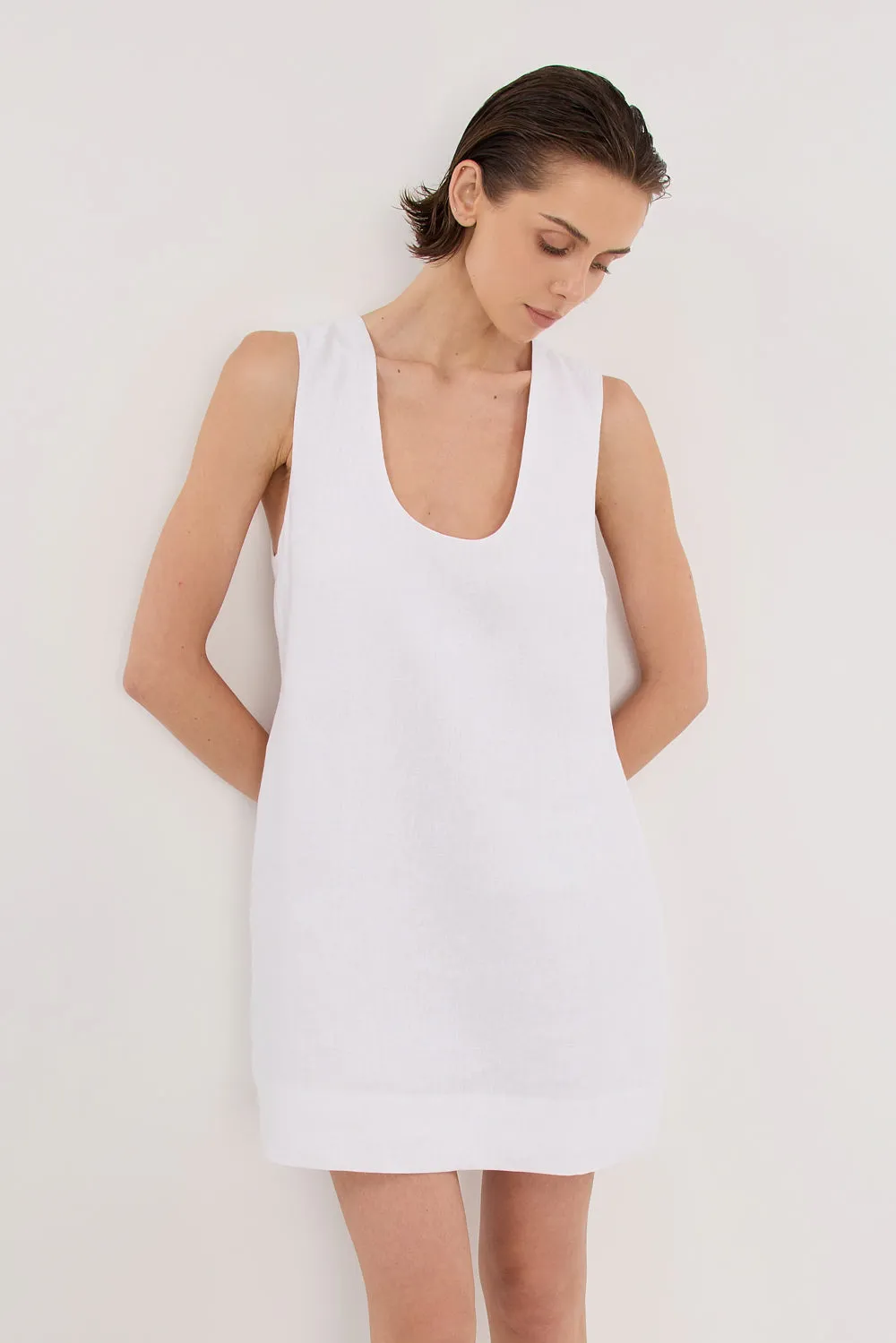 LOTUS WHITE LINEN MINI DRESS sold by Dissh product image thumbnail 3