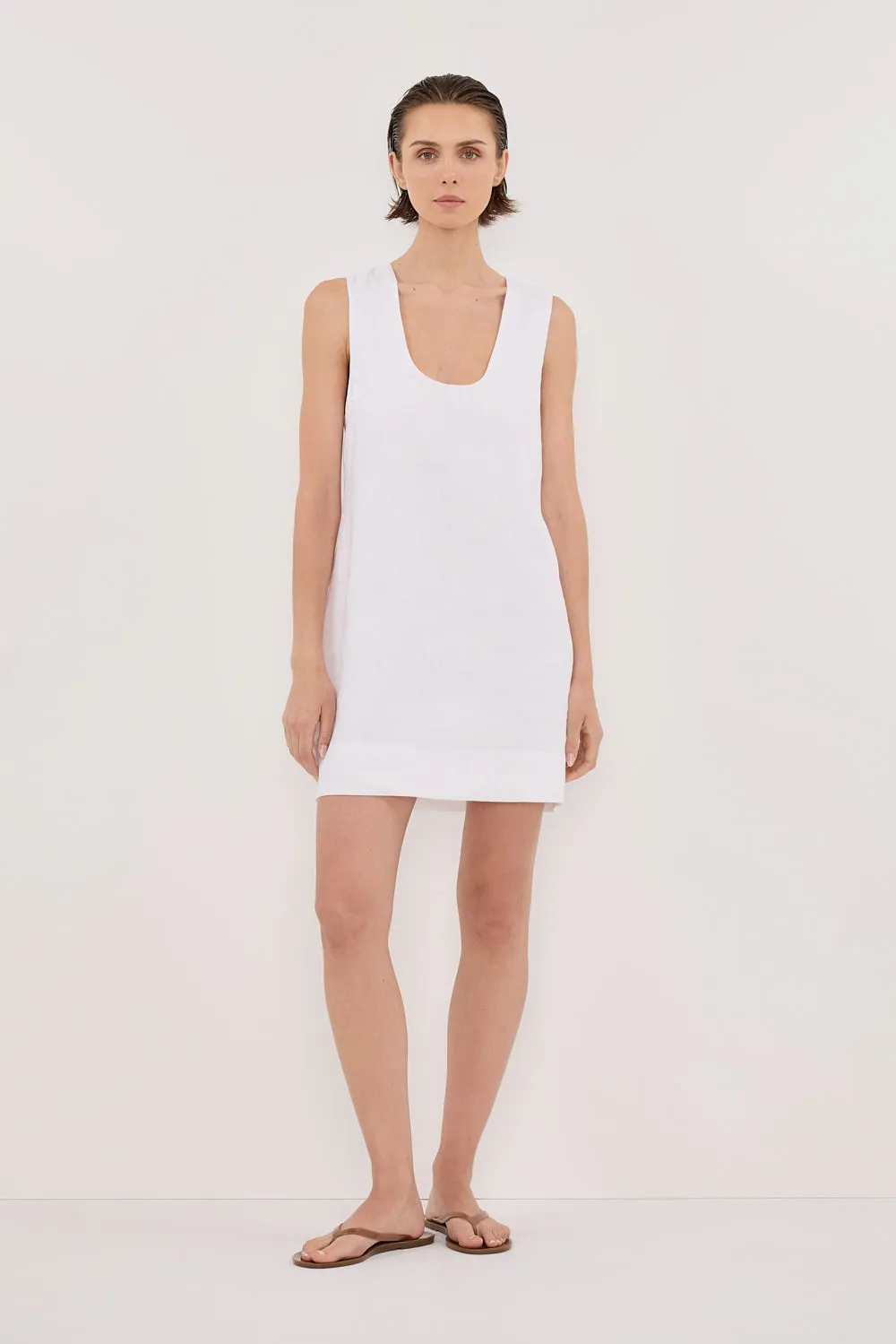 LOTUS WHITE LINEN MINI DRESS sold by Dissh product image thumbnail 2