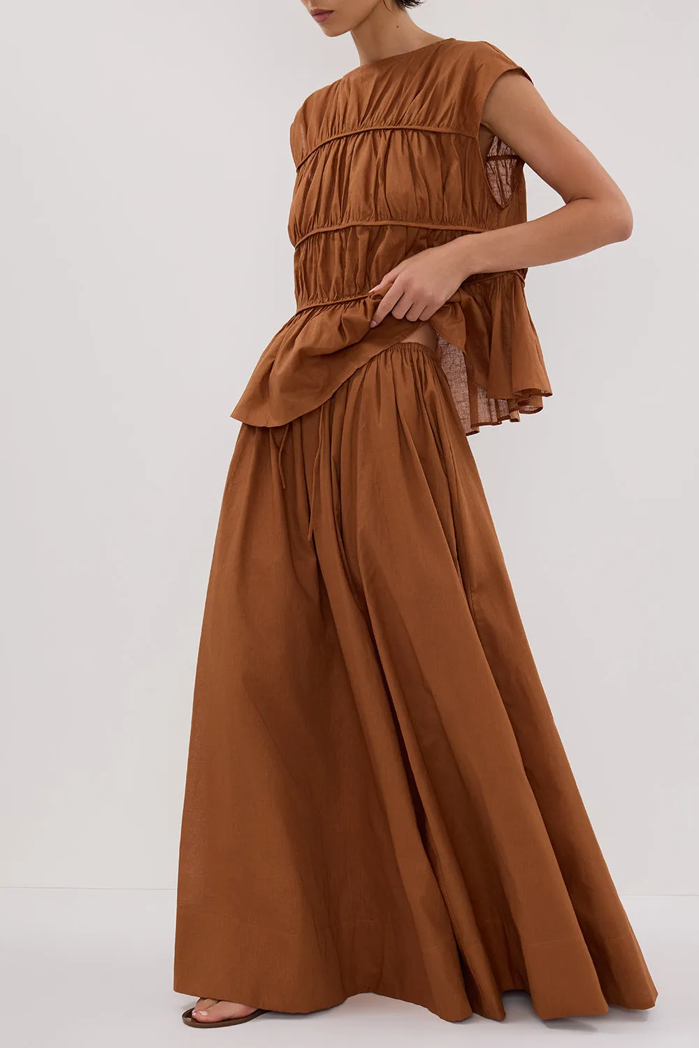 FLYNN RUST LINEN BLEND TIE MAXI SKIRT sold by Dissh product image thumbnail 3