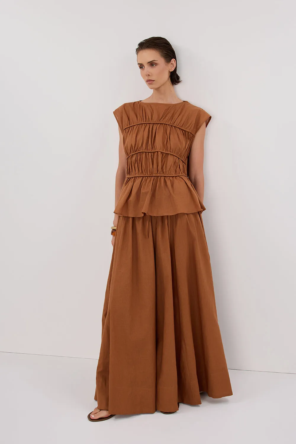 FLYNN RUST LINEN BLEND TIE MAXI SKIRT sold by Dissh product image thumbnail 2
