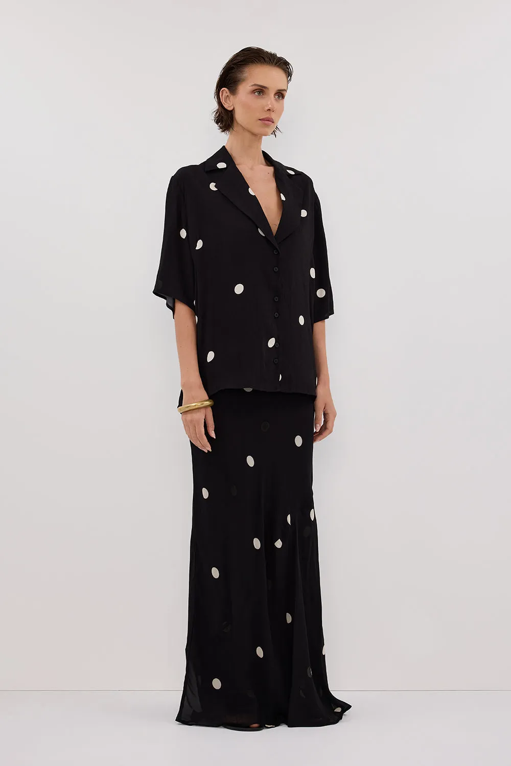 LAURA BLACK SPOT MIDI SKIRT sold by Dissh product image thumbnail 4