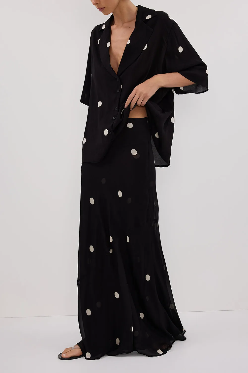 LAURA BLACK SPOT MIDI SKIRT sold by Dissh product image thumbnail 3