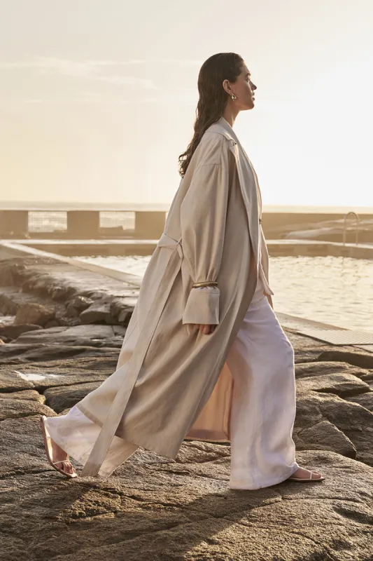 JOSEPHINA NATURAL LINEN BLEND TRENCH COAT made by Dissh