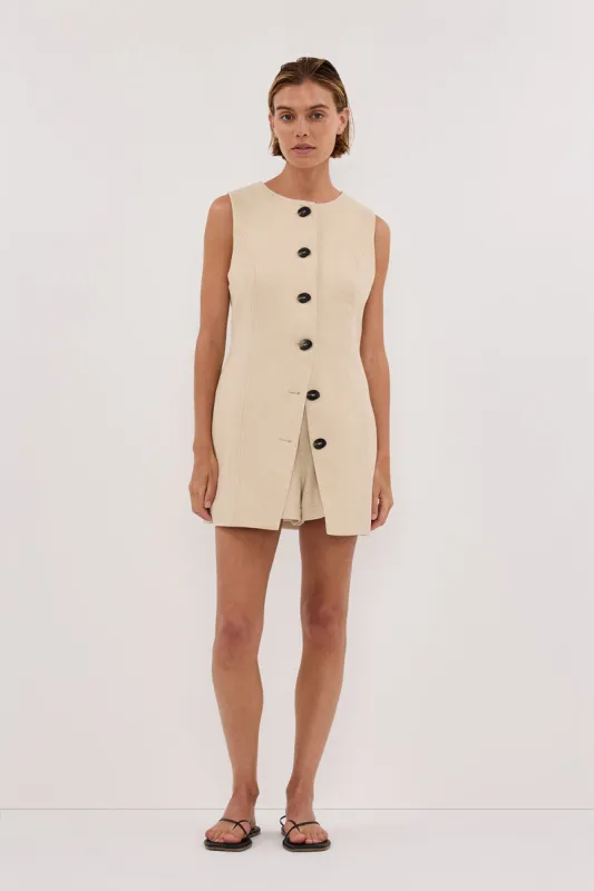 FRANKIE OAT TWEED TUNIC VEST sold by Dissh