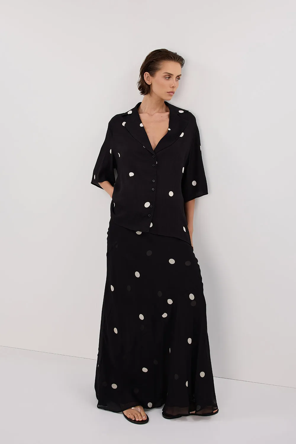 LAURA BLACK SPOT MIDI SKIRT sold by Dissh product image thumbnail 5