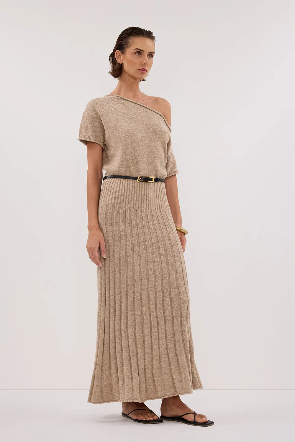 RICK NATURAL ASYM KNIT MIDI DRESS sold by Dissh product image thumbnail 3
