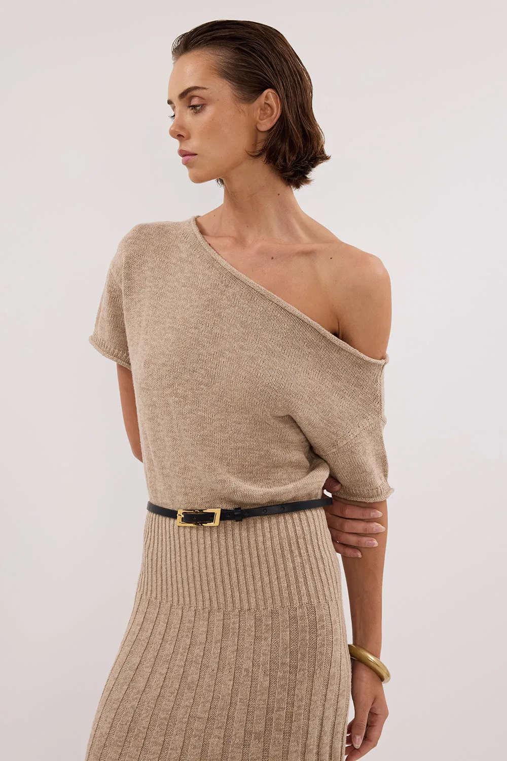 RICK NATURAL ASYM KNIT MIDI DRESS sold by Dissh product image thumbnail 2