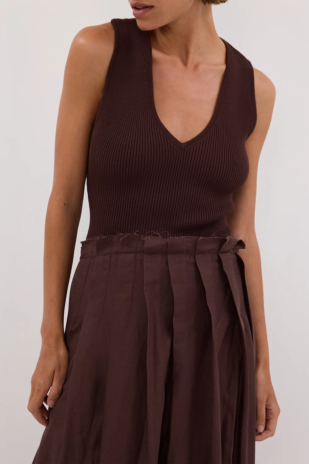 HOLLY BITTER CHOC HYBRID MIDI DRESS sold by Dissh product image thumbnail 5