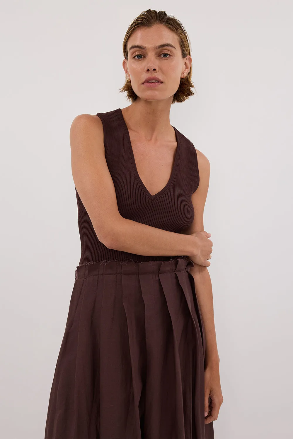 HOLLY BITTER CHOC HYBRID MIDI DRESS sold by Dissh product image thumbnail 2