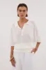 ELI CREAM POLO KNIT TOP sold by Dissh