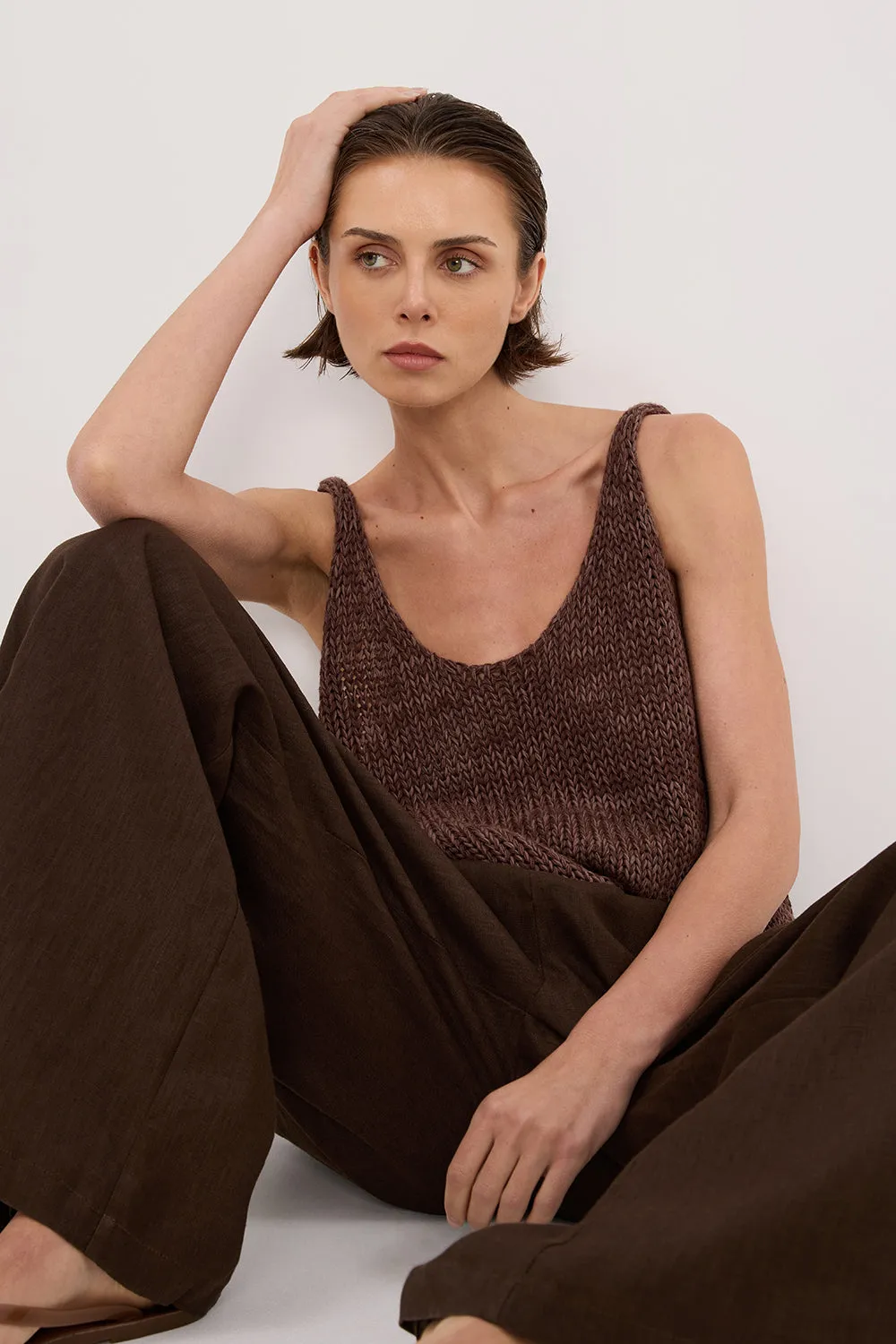 HEIDI CHOC MARLE SCOOP KNIT TANK sold by Dissh product image thumbnail 2