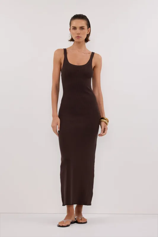 SIGNATURE CHOC CONTRAST SCOOP MIDI DRESS sold by Dissh