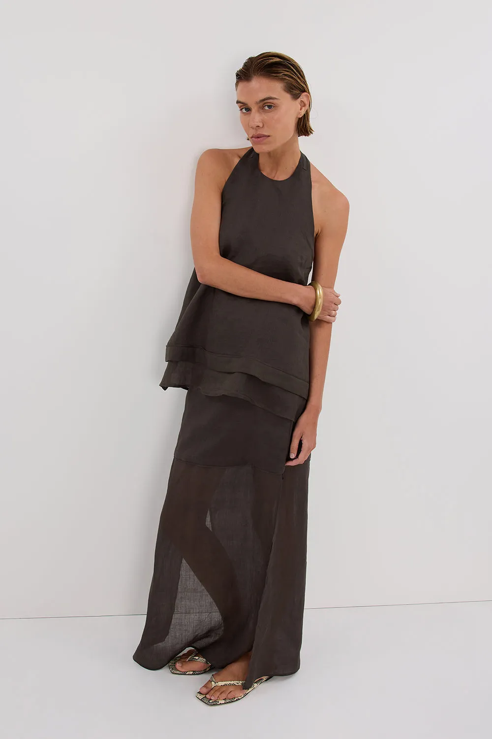 CARMEL PETROL RAMIE HALTER TOP sold by Dissh