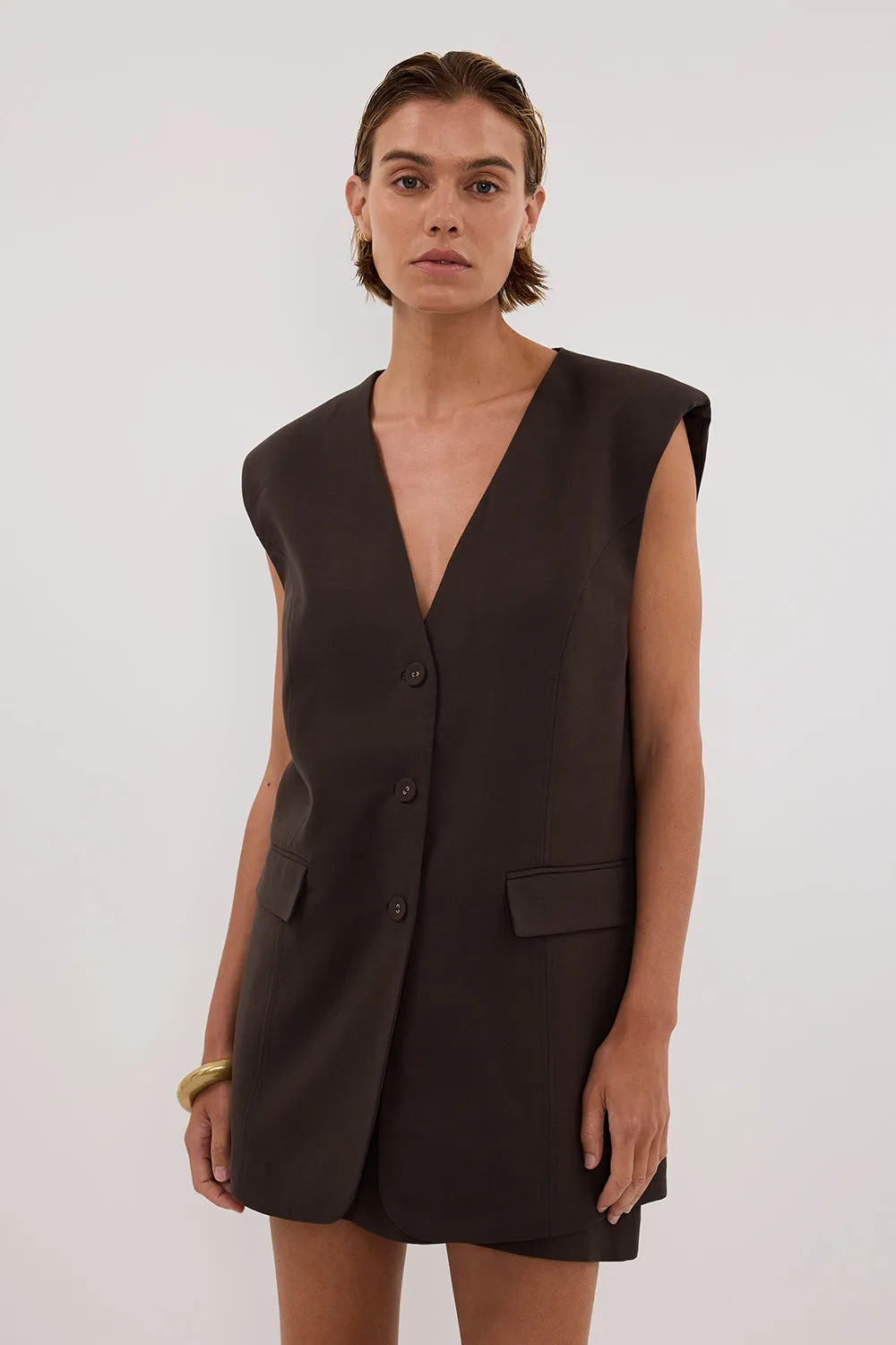 OLIVER BITTER CHOC OVERSIZED VEST sold by Dissh product image thumbnail 2