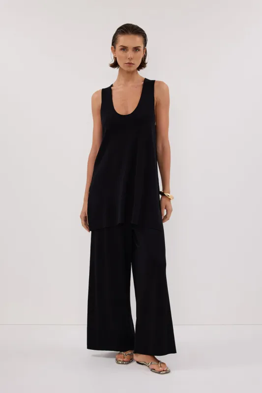 RAY BLACK WIDE LEG KNIT PANT sold by Dissh