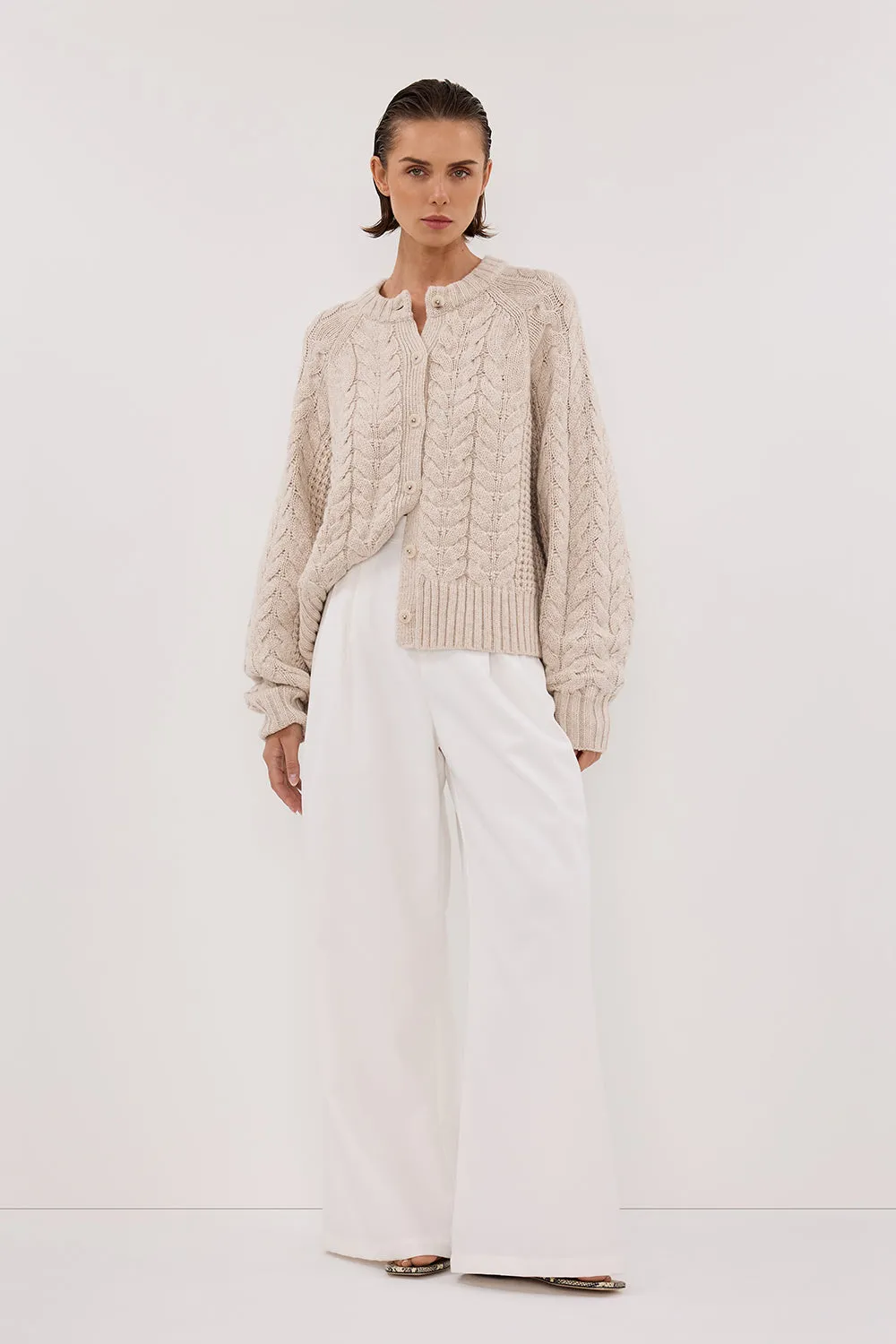 TOM CHALK CABLE KNIT CARDIGAN sold by Dissh