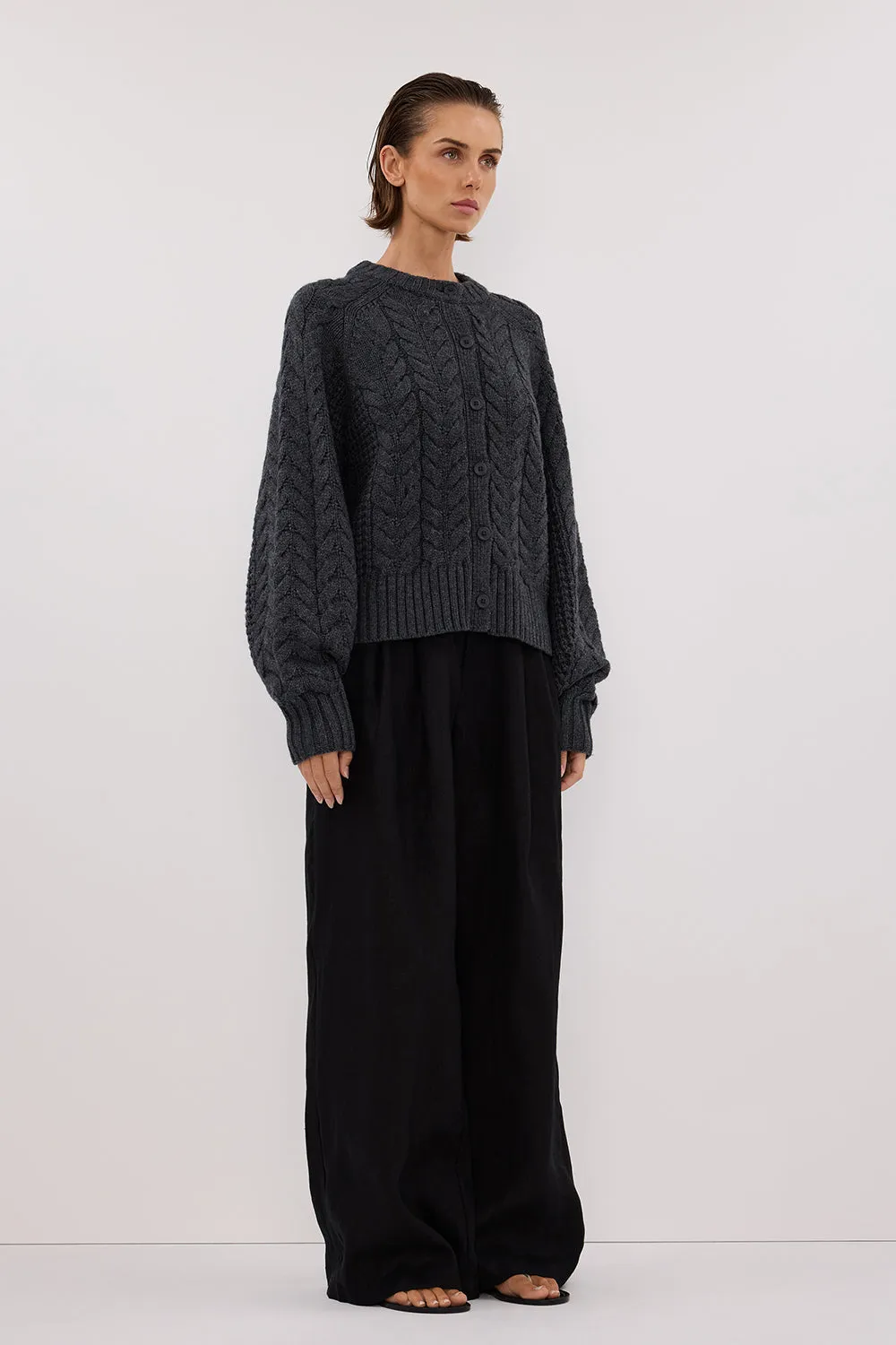 TOM CHARCOAL CABLE KNIT CARDIGAN sold by Dissh product image thumbnail 3