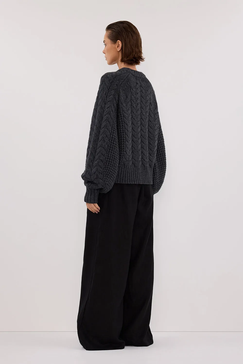 TOM CHARCOAL CABLE KNIT CARDIGAN sold by Dissh product image thumbnail 4