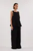 DAISY BLACK LINEN PEPLUM TOP sold by Dissh