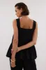 DAISY BLACK LINEN PEPLUM TOP sold by Dissh