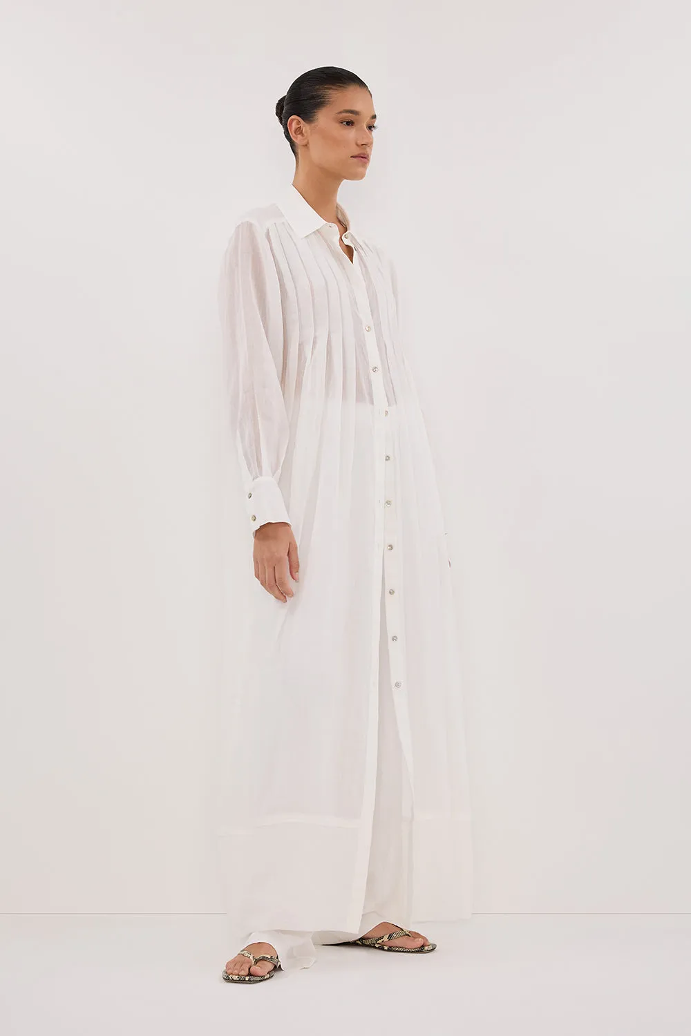 CARMEL WHITE RAMIE SHIRT DRESS sold by Dissh product image thumbnail 4