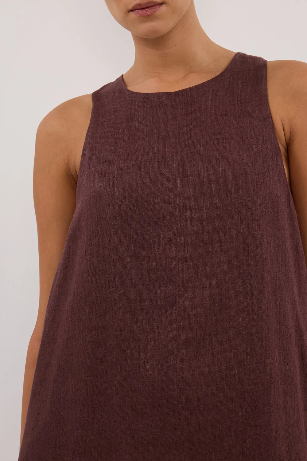 ISABELLE WALNUT LINEN MIDI DRESS sold by Dissh product image thumbnail 5