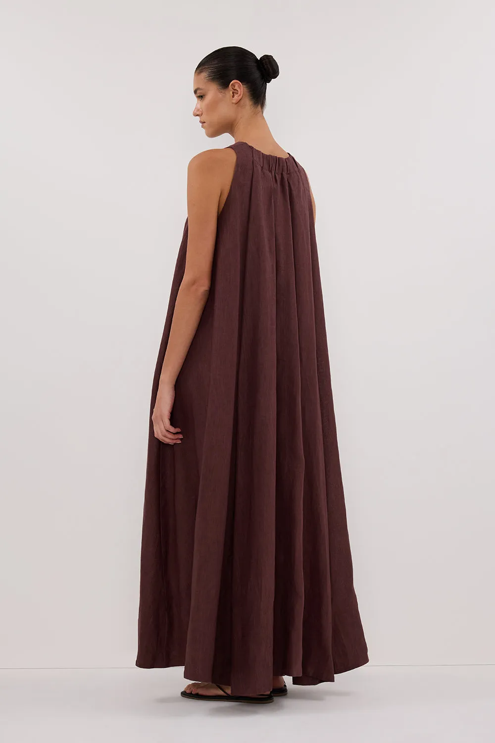 ISABELLE WALNUT LINEN MIDI DRESS sold by Dissh product image thumbnail 4
